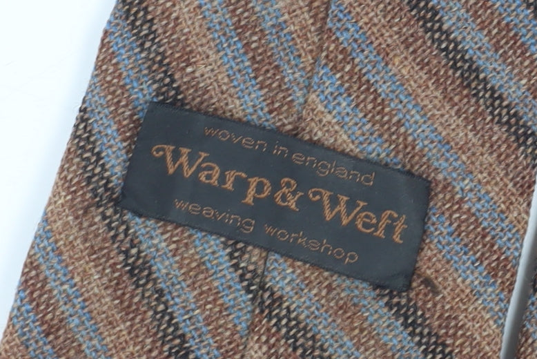 Warp & Weft Brown Striped Wool Men's Tie