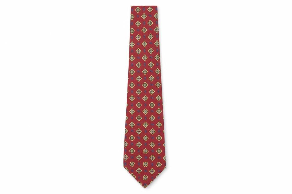 Front view of Greenwoods Men's Red Geometric Slim Tie