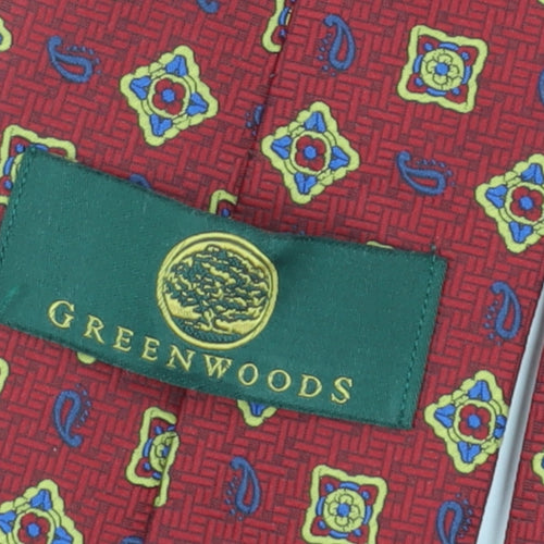 Greenwoods Men's Red Geometric Slim Tie