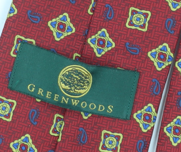 Greenwoods Men's Red Geometric Slim Tie