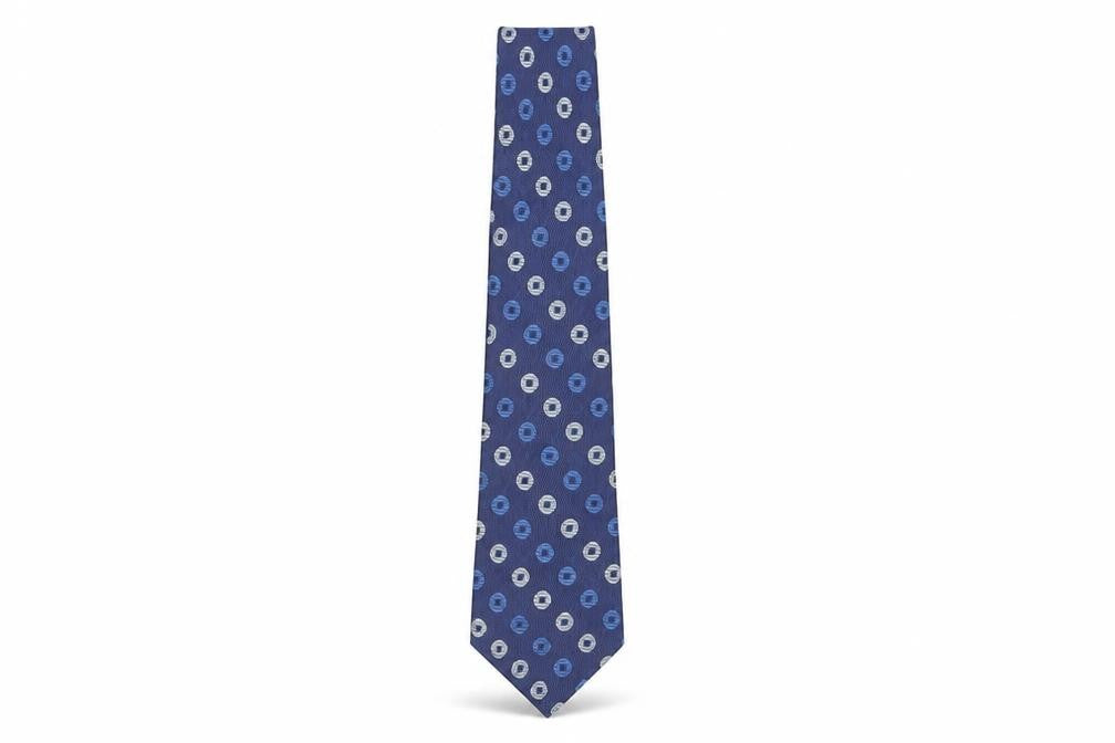 Front view of Ben Sherman Men's Blue Geometric Silk Tie