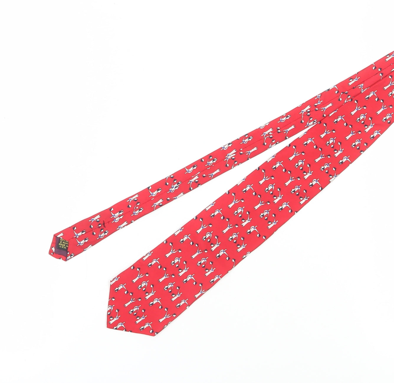 Nauticalia Men's Red Silk Tie with Animal Print