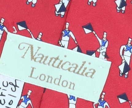 Nauticalia Men's Red Silk Tie with Animal Print