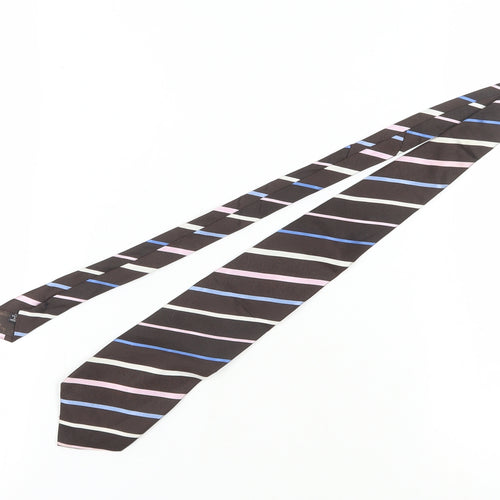 St. George Mens Brown Striped Silk Tie