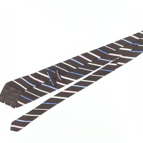 St. George Mens Brown Striped Silk Tie