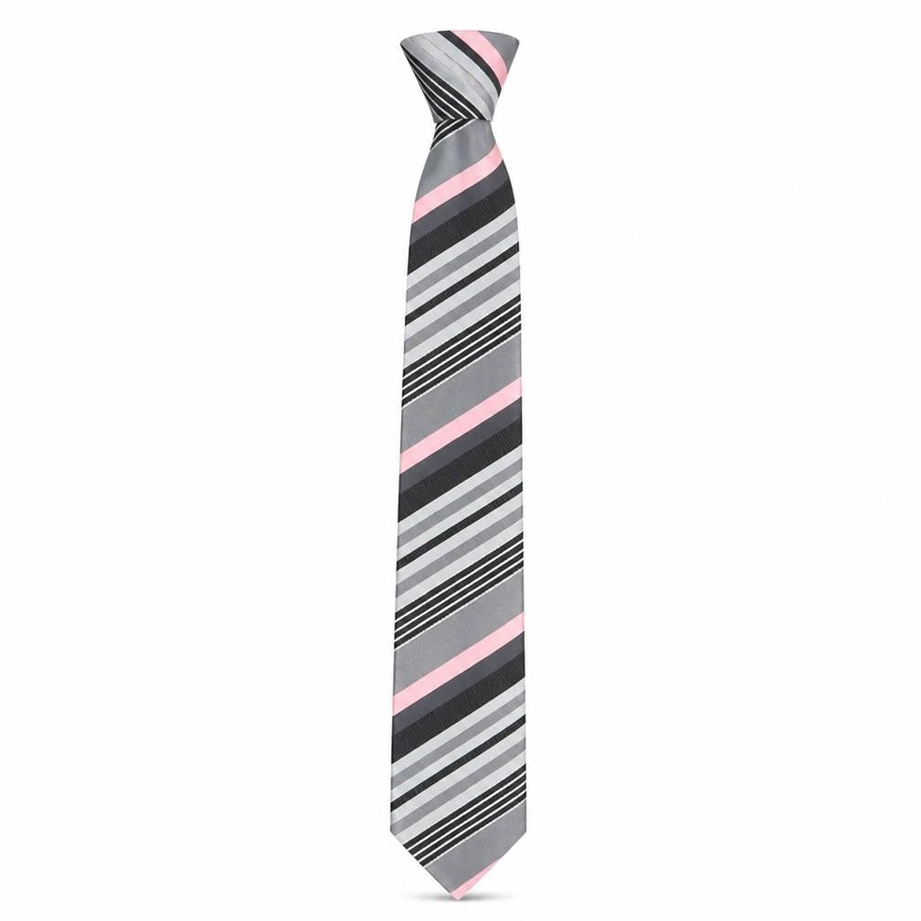 Front view of Sfera Men's Pink Striped Slim Tie