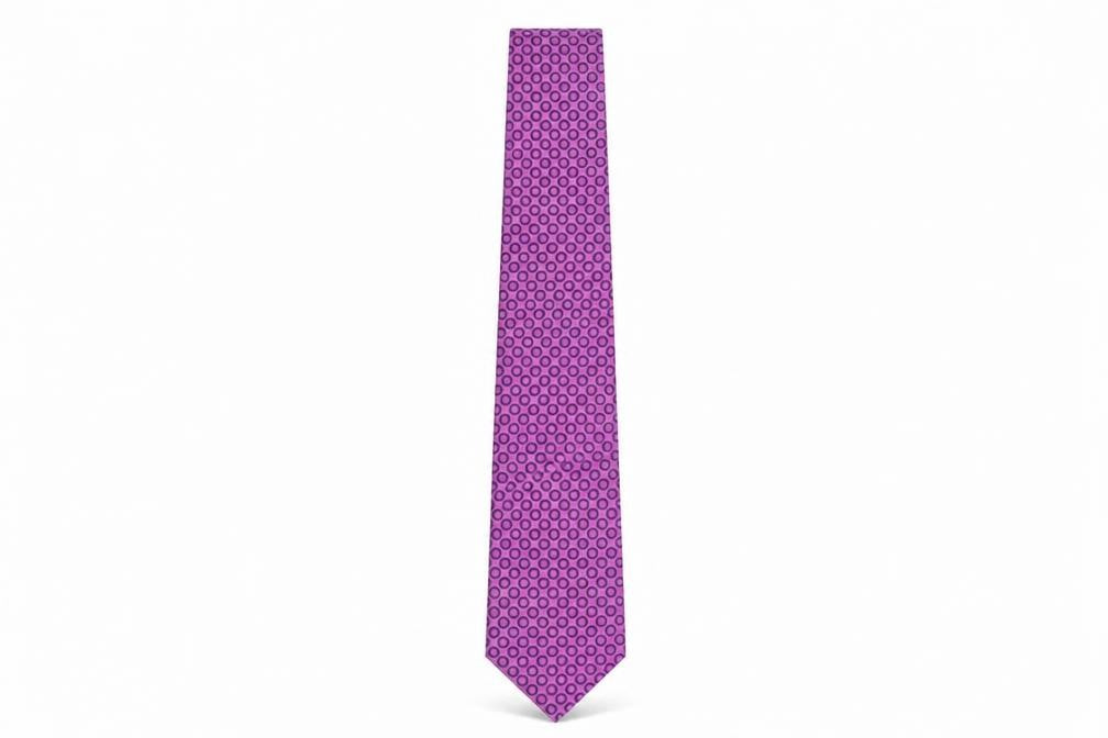 Front view of Silkworm London Men's Purple Geometric Silk Tie