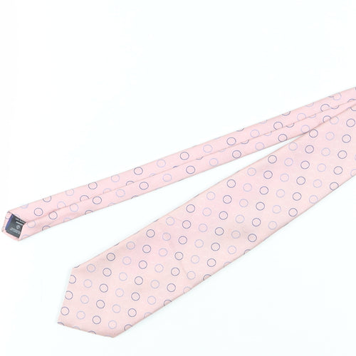 Next Men's Pink Silk Polka Dot Tie