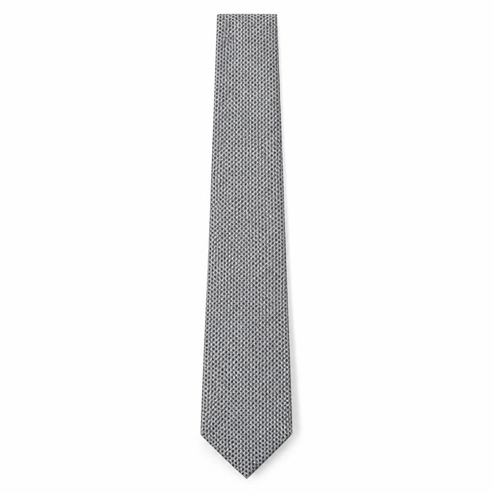 Front view of Wolsey Men's Grey Silk Geometric Tie, One Size