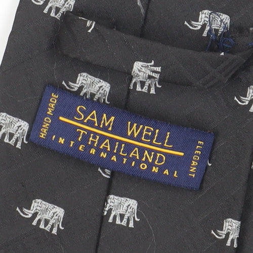 Sam Well Black Elephant Silk Men's Tie, Handmade
