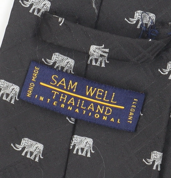 Sam Well Black Elephant Silk Men's Tie, Handmade