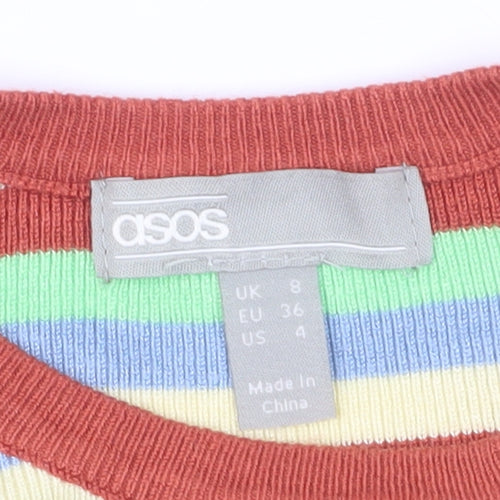ASOS Women's Striped Pullover Jumper, Size 8, Multicoloured