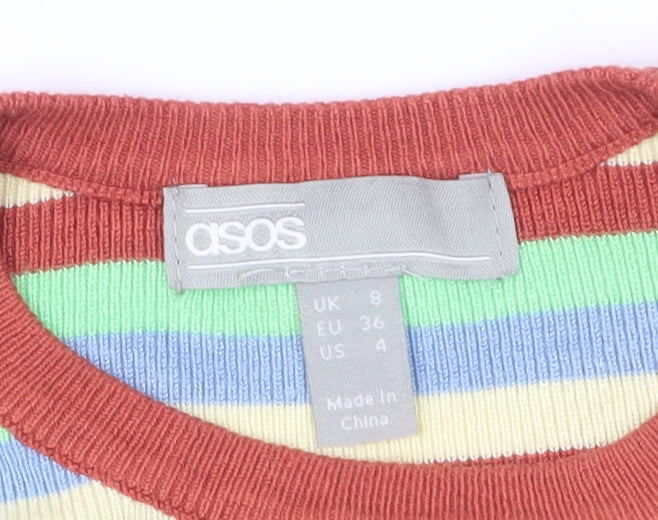 ASOS Women's Striped Pullover Jumper, Size 8, Multicoloured