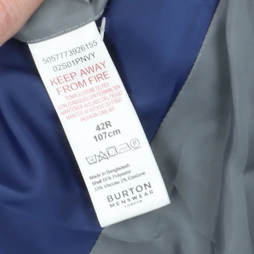 Burton Men's Blue Slim Suit Jacket 42 Regular Fit