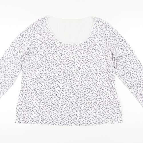 Marks and Spencer Women's White Floral T-Shirt UK 16