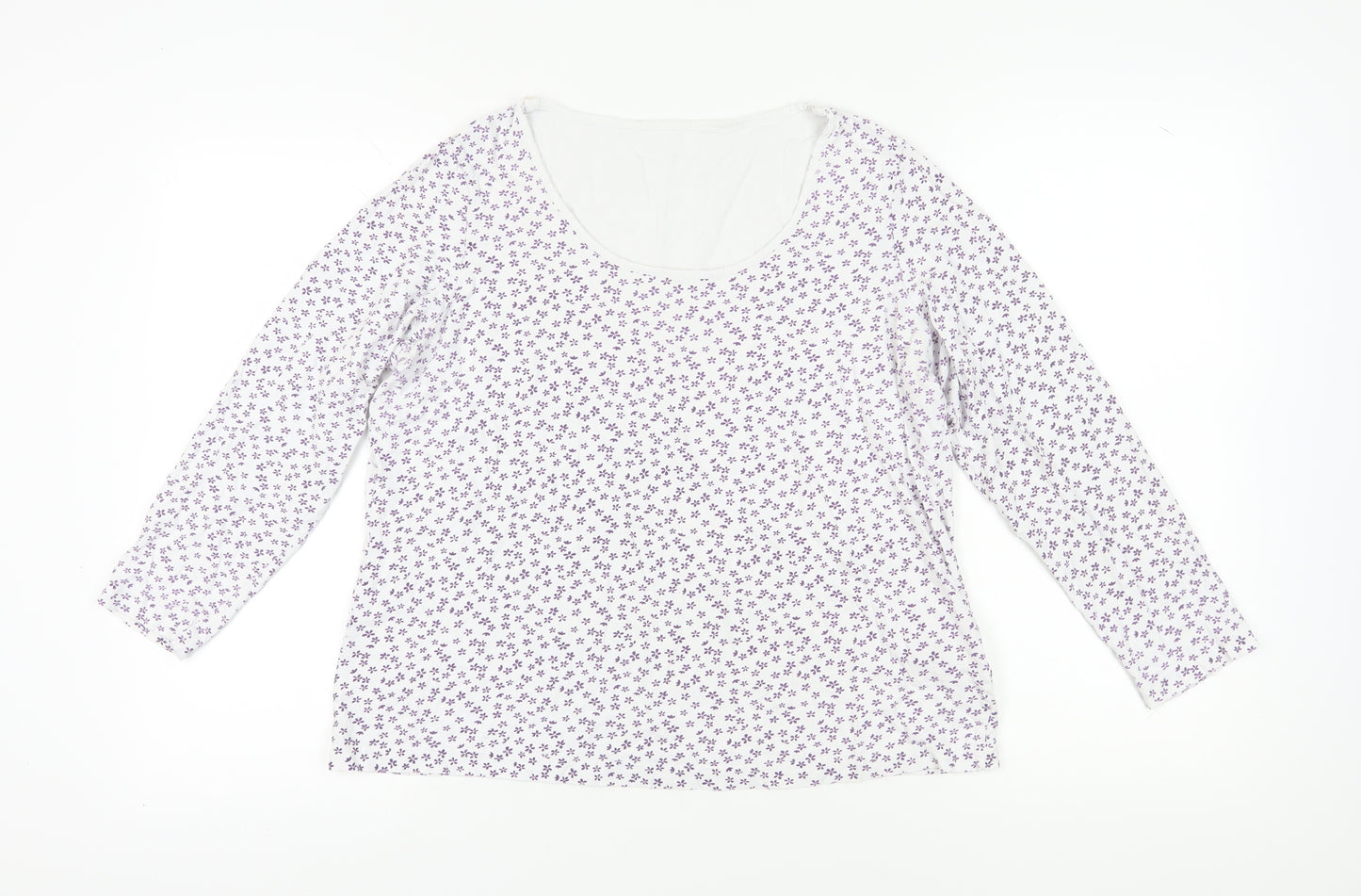 Marks and Spencer Women's White Floral T-Shirt UK 16