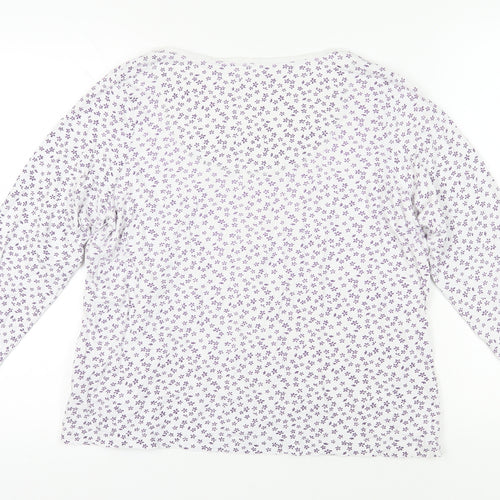 Marks and Spencer Women's White Floral T-Shirt UK 16