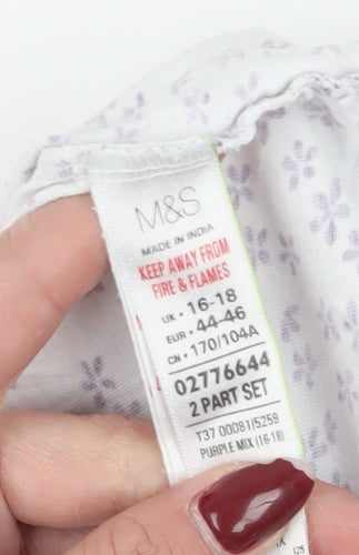 Marks and Spencer Women's White Floral T-Shirt UK 16