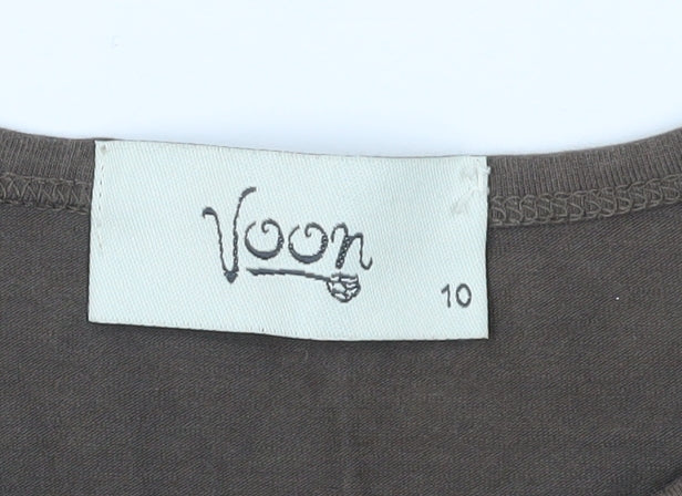 Voon Women's Brown T-Shirt Size 10 Slim Fit