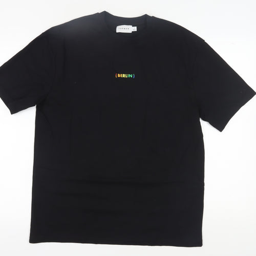 Topman Men's Black Berlin Print T-Shirt, Size S