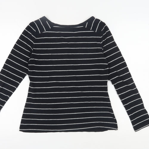 Marks and Spencer Women's Black Striped Button-Up, Size 12