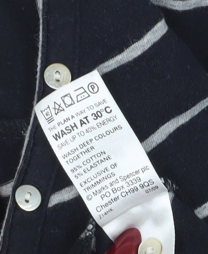Marks and Spencer Women's Black Striped Button-Up, Size 12