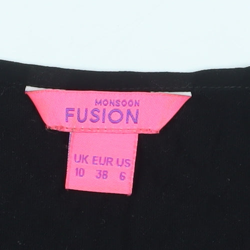 Monsoon Women's Black Sequin T-Shirt Size 10, V-Neck Party