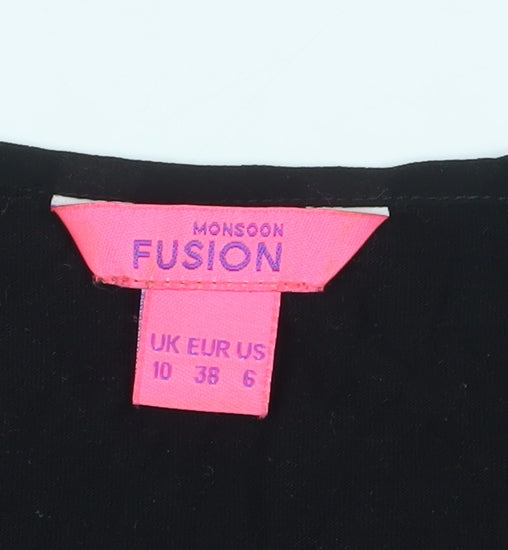 Monsoon Women's Black Sequin T-Shirt Size 10, V-Neck Party