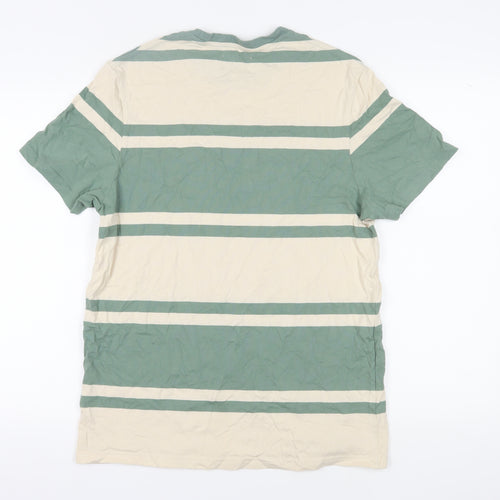 Marks and Spencer Men's Multicoloured Striped T-Shirt L