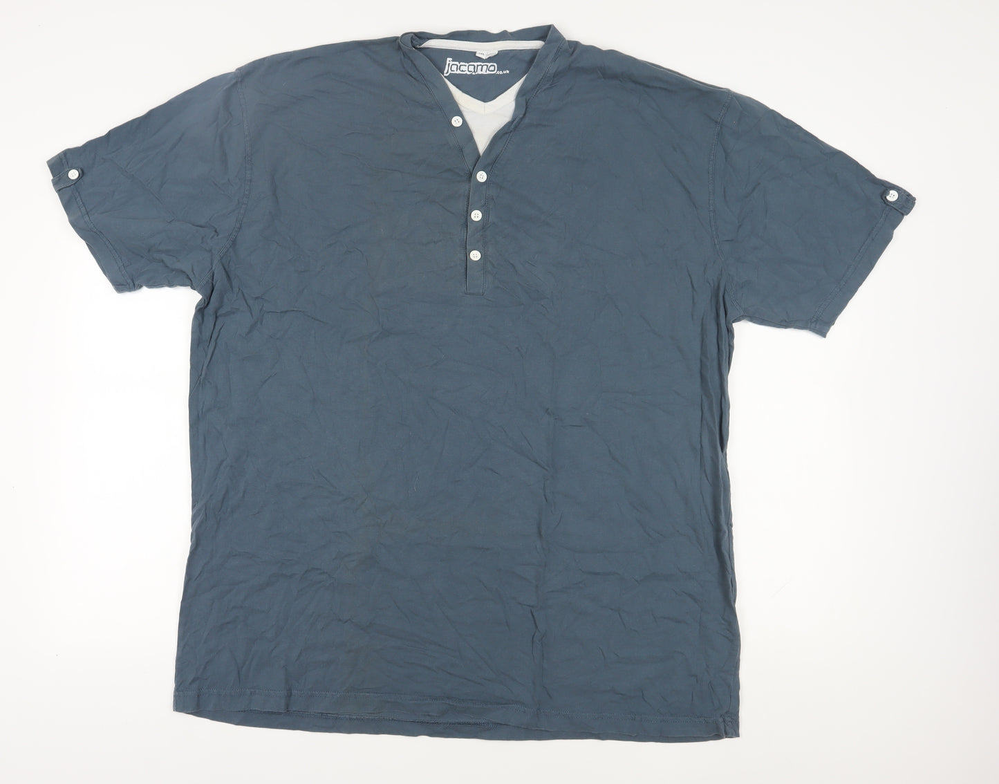 Jacamo Men's 3XL Blue Henley T-Shirt