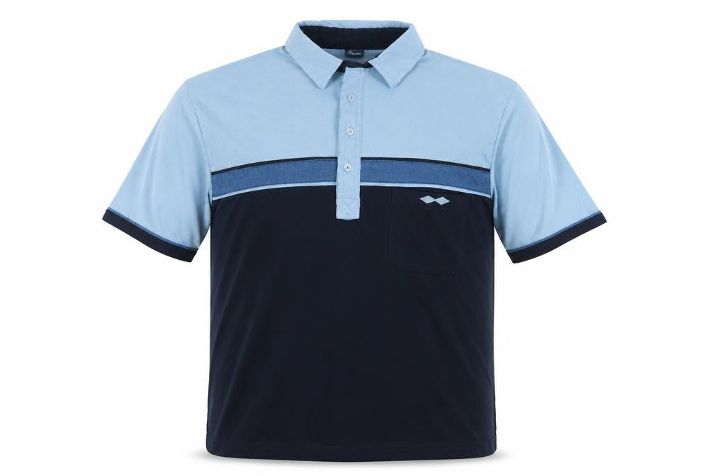 Front view of Chums Men's Blue Polo Shirt L Short Sleeve