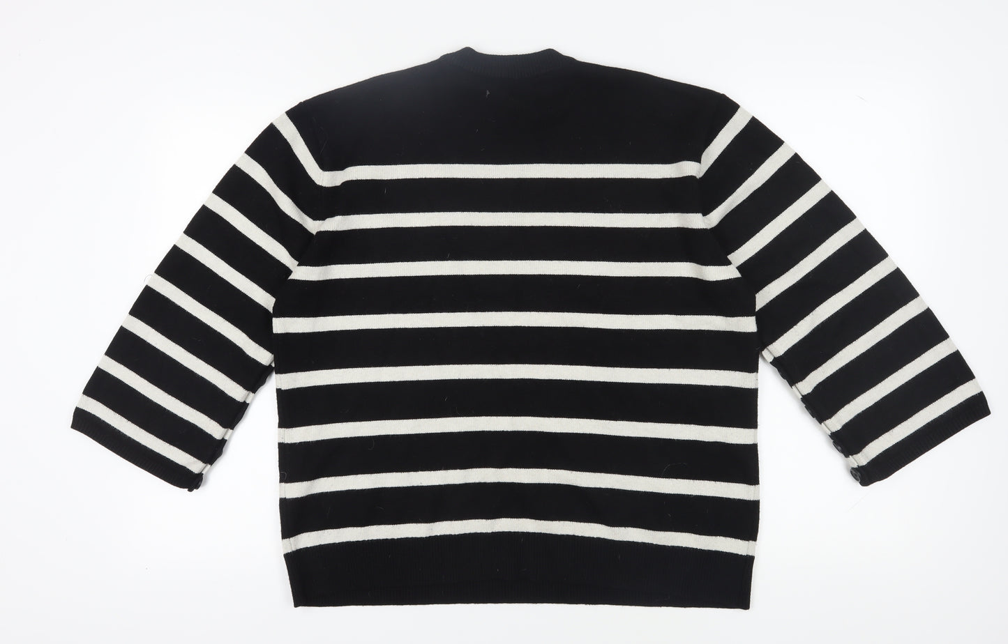Zara Women's Black Striped Pullover Jumper Size 12