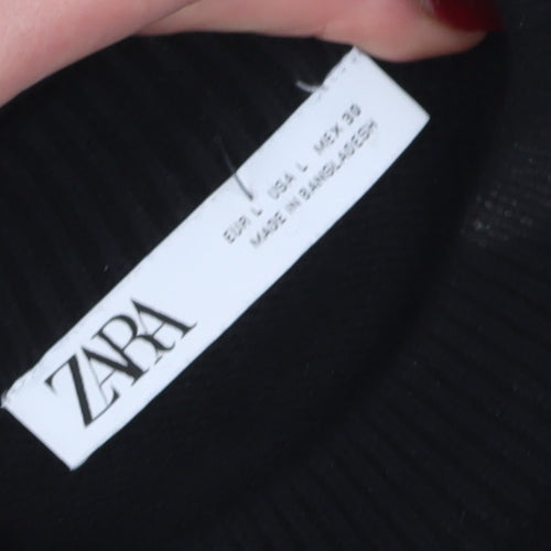 Zara Women's Black Striped Pullover Jumper Size 12