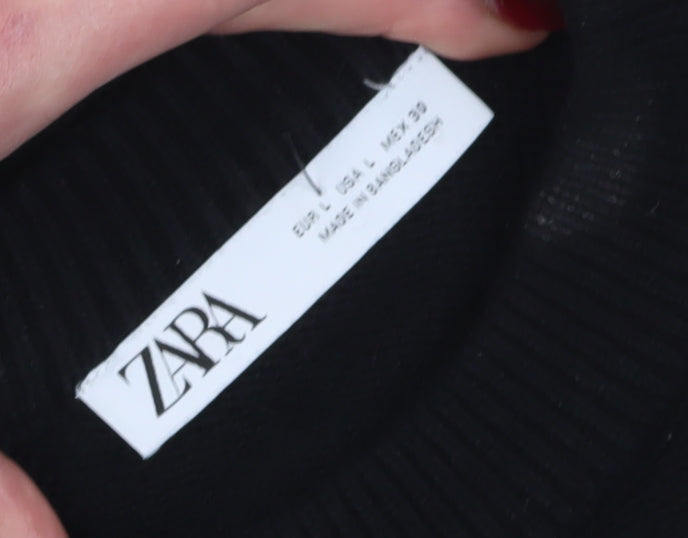 Zara Women's Black Striped Pullover Jumper Size 12