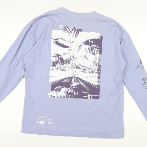 Topshop Women's Blue T-Shirt S Long Sleeve