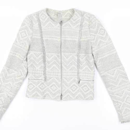 Zara Women’s Grey Geometric Woven Blazer XS