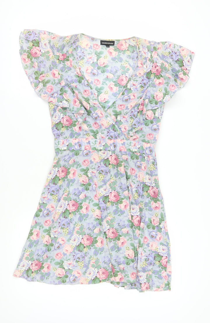 Warehouse Women's Floral Short Wrap Dress Size 12