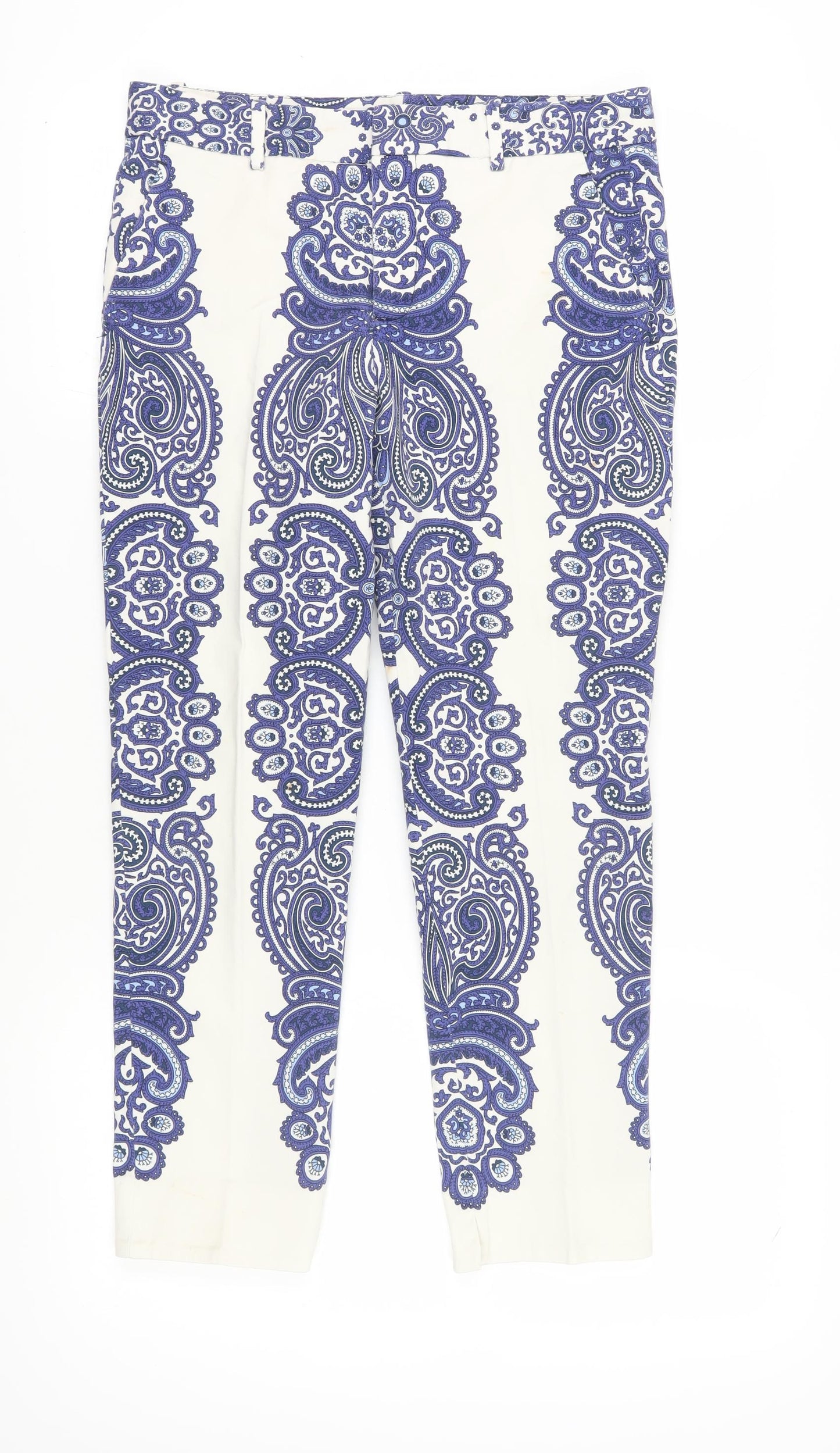 Zara Women's Multicoloured Paisley Cropped Trousers