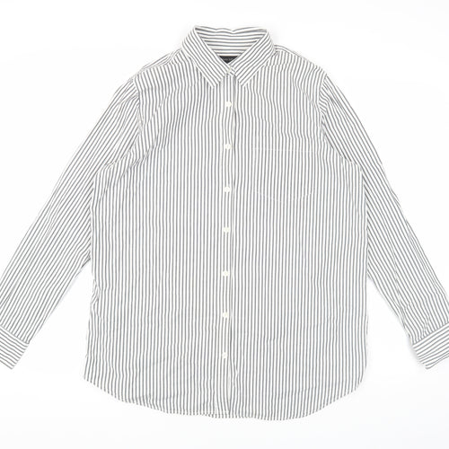 Banana Republic Men's Grey Striped Shirt M