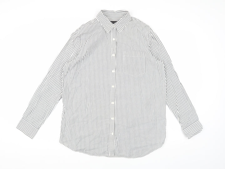 Banana Republic Men's Grey Striped Shirt M