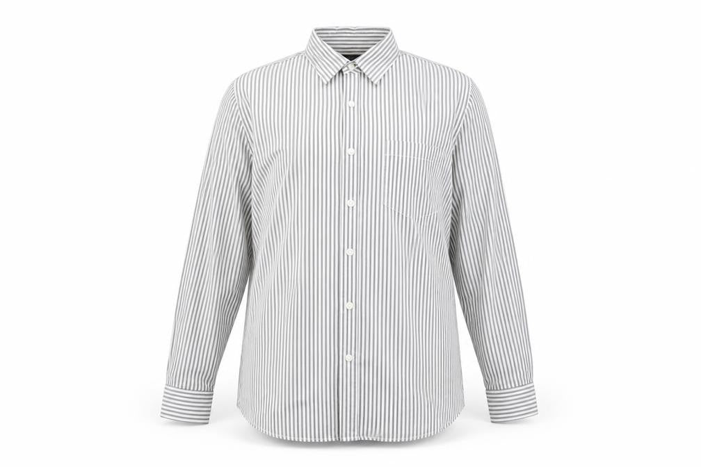 Front view of Banana Republic Men's Grey Striped Shirt M