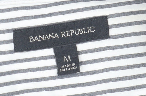 Banana Republic Men's Grey Striped Shirt M