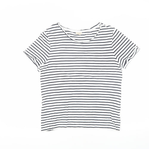 Jigsaw Women's White Striped T-Shirt, M, Cotton