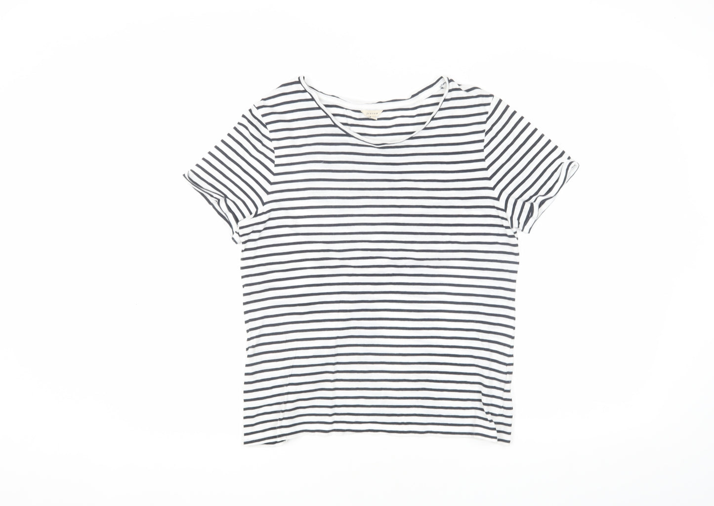 Jigsaw Women's White Striped T-Shirt, M, Cotton