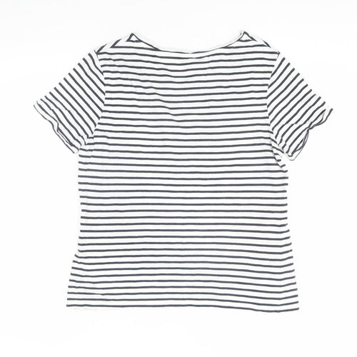 Jigsaw Women's White Striped T-Shirt, M, Cotton