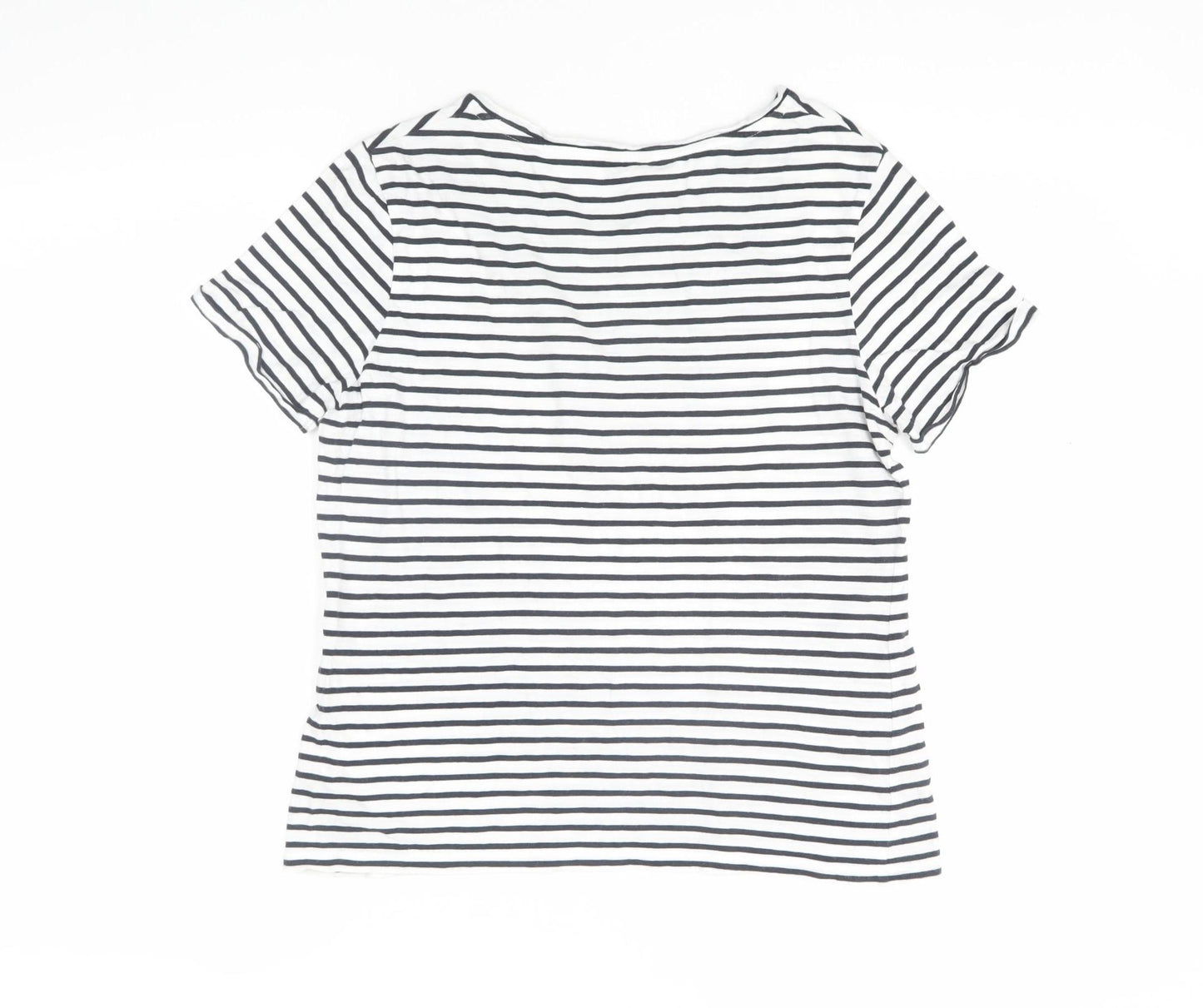 Jigsaw Women's White Striped T-Shirt, M, Cotton