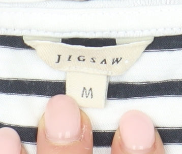 Jigsaw Women's White Striped T-Shirt, M, Cotton