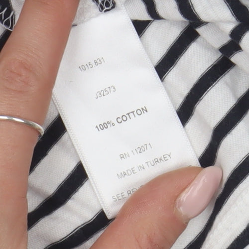 Jigsaw Women's White Striped T-Shirt, M, Cotton