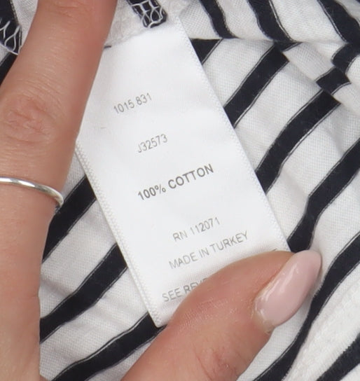 Jigsaw Women's White Striped T-Shirt, M, Cotton