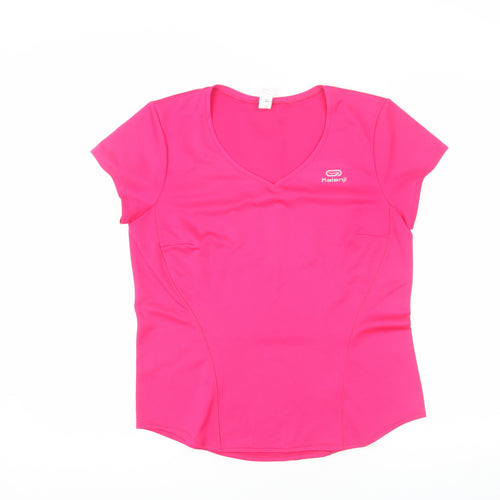 Kalenji Womens Pink V-Neck Short Sleeve Running Top